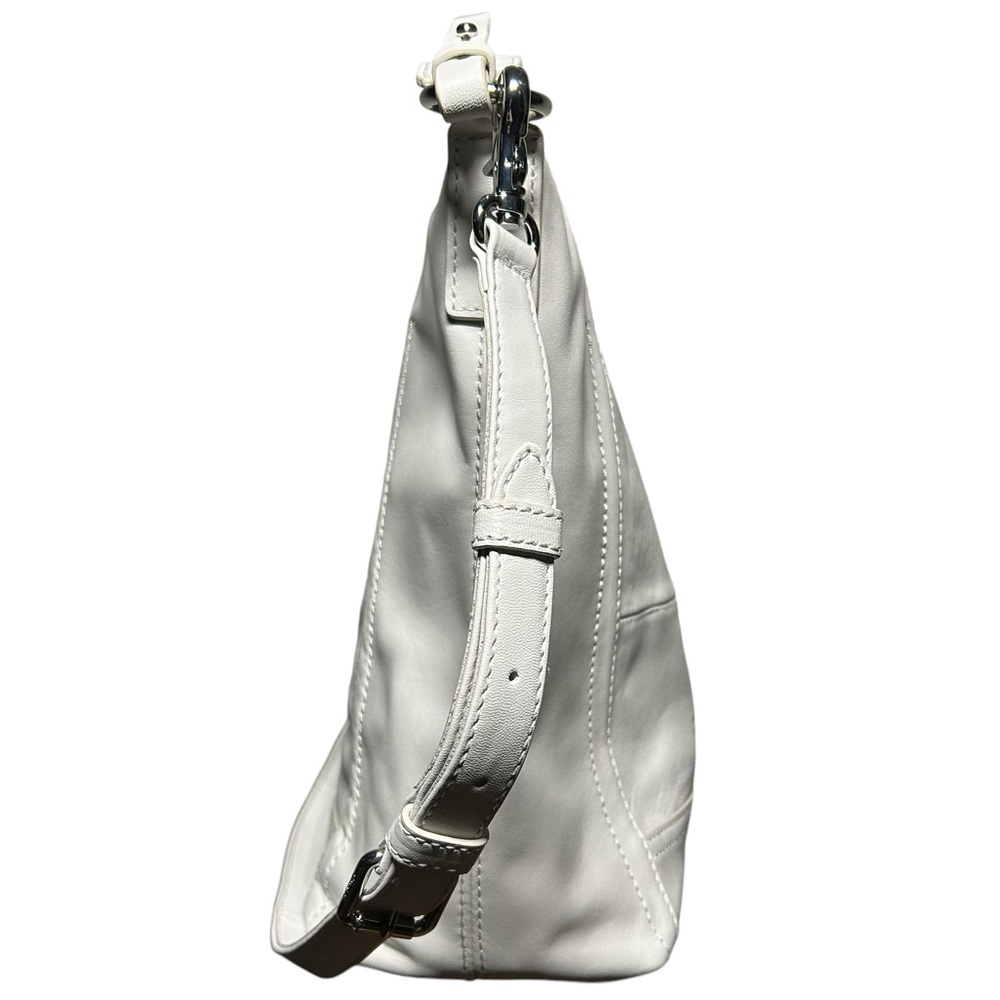 Frye Lena Zip Leather Hobo Bag White Crossbody Shoulder Purse Minimalist - Picture 6 of 16